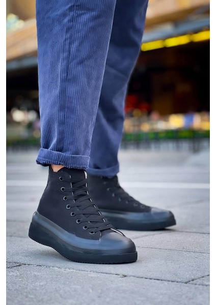 J-Cx-3 Bağcıklı Ortopedik Rahat Taban Uzun Erkek Sneaker Spor Ayakkabı St Siyah fiyatları