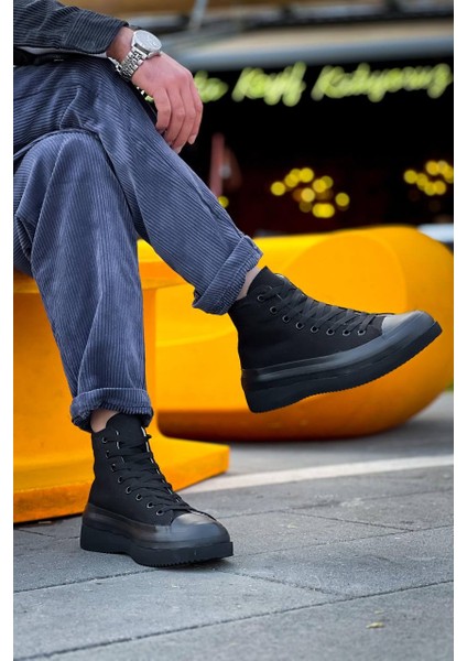 J-Cx-3 Bağcıklı Ortopedik Rahat Taban Uzun Erkek Sneaker Spor Ayakkabı St Siyah modelleri