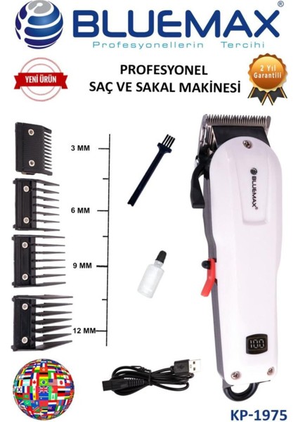 Şarjlı Profesyonel Tıraş Makinesi Ayarlanabilir Uzunluk 4 Başlık Beyaz