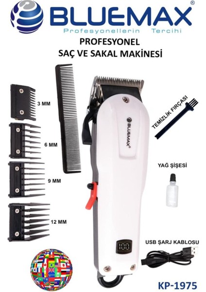 Şarjlı Profesyonel Tıraş Makinesi Ayarlanabilir Uzunluk 4 Başlık Beyaz fiyatları