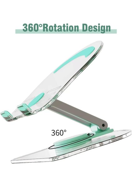 360 ° Dönen Akrilik Tablet Standı, Masa Ev Ofis Için Katlanabilir Ayarlanabilir Şeffaf Tablet Tutucu, Tüm 4-12.9" Telefonlar ve Tabletlerle Uyumlu