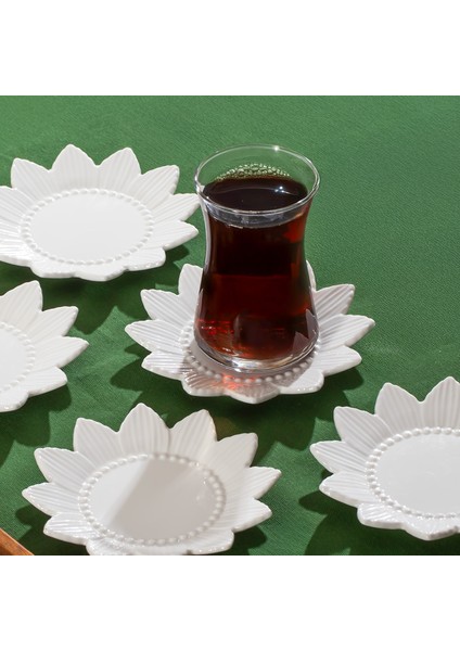 2338 Güneş Motifli 6lı Porselen Çay Tabağı Seti Beyaz - 11,5cm fırsatları