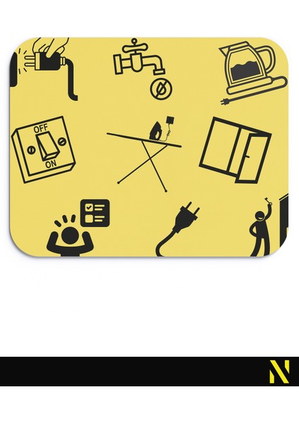 Sarı Siyah Renkli Obsesif Temalı Ergonomik Mouse Pad - 23 cm x 19 cm - Kaydırmaz Taban Ev ve Ofis Kullanımı Için Ideal Fare Altlığı Mousepad