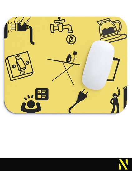 Sarı Siyah Renkli Obsesif Temalı Ergonomik Mouse Pad - 23 cm x 19 cm - Kaydırmaz Taban Ev ve Ofis Kullanımı Için Ideal Fare Altlığı Mousepad fırsatları