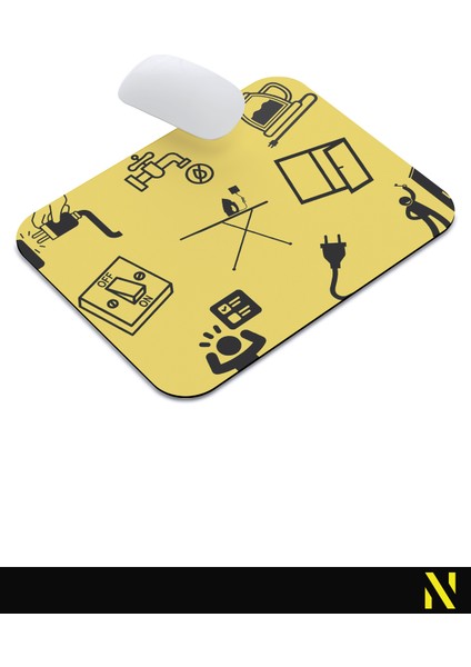 Sarı Siyah Renkli Obsesif Temalı Ergonomik Mouse Pad - 23 cm x 19 cm - Kaydırmaz Taban Ev ve Ofis Kullanımı Için Ideal Fare Altlığı Mousepad indirimleri