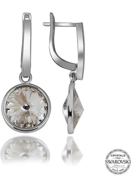 Swarovski Crystal Taşlı Gümüş Beyaz Sallantılı Kadın Küpe