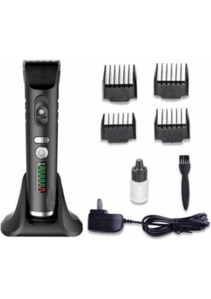 Şarjlı Profesyonel Saç ve Sakal Traş Makinesi Siyah li Hızlı ve Kolay Kullanım