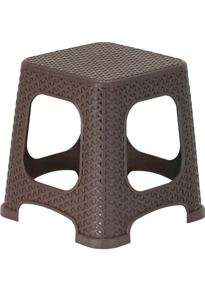 Sağlam Plastik Star Rattan Küçük Tabure (6 Adet) Kahverengi