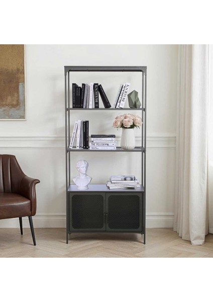 Adore Gaming Cage Metal Kitaplık - Siyah 80X177X36 cm