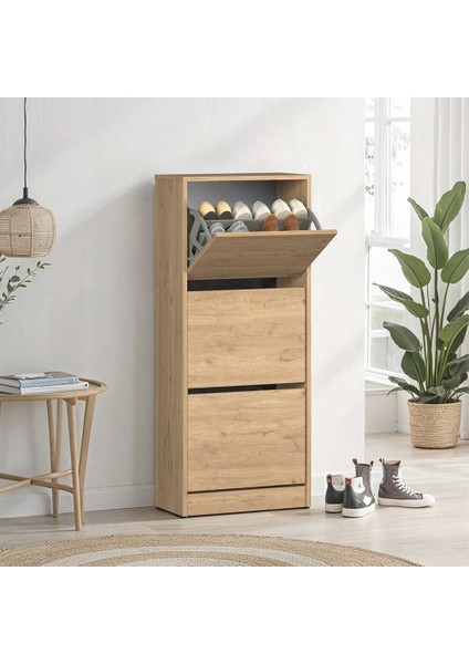 Flat Duo Üç Katlı Ayakkabılık Florida Meşe 51X119X26 cm fiyatları