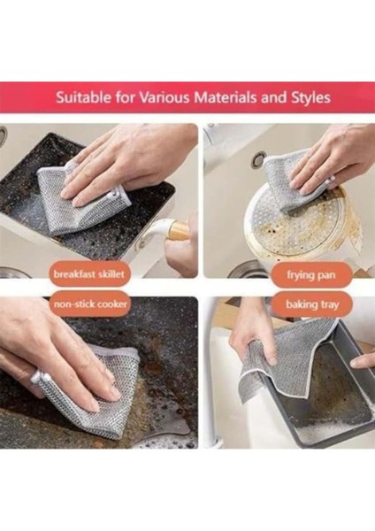 10 Adet Tel Bulaşık Bezi Çizmez Bulaşık Teli Çelik Bez 20X20 cm Çift Katmanlı M-602 fırsatları