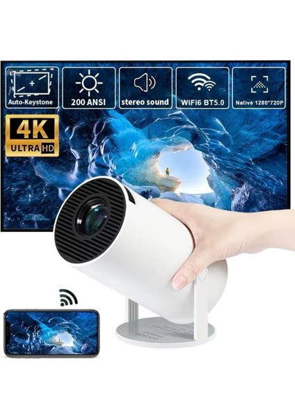 Taşınabilir Mini Projektör, Ayaklı, Sinema ve Android Uyumlu, Yüksek Görüntü Kalitesi fırsatları