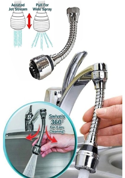 1 Adet 360° Dönebilen Su Mutfak Lavabo Musluk Püskürtücü
