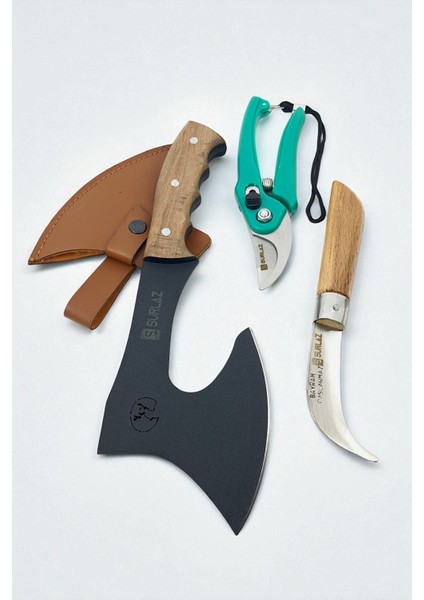3'lü Outdoor Bağ Bahçe Set Balta Bağ Makası Bıçkı