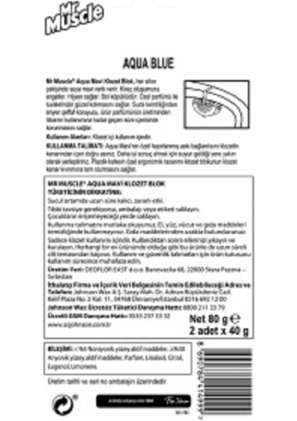 Aqua Blue Klozet Blok 2'li 72 Gr, Temizlik ve Ferahlık Sağlar fiyatları