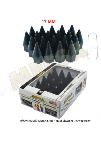Bijon Kapağı Mefsa Sivri 17.mm Siyah 20 Li Set
