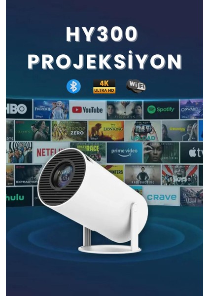 Taşınabilir Projeksiyon Cihazı, Android 11.0 ve Bluetooth Özellikli, Evde Sinema Keyfi