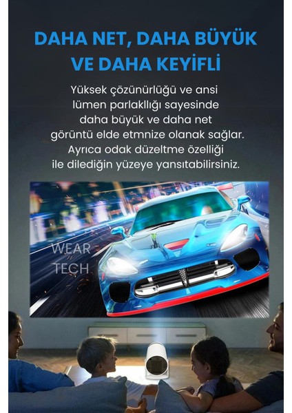 Taşınabilir Projeksiyon Cihazı, Android 11.0 ve Bluetooth Özellikli, Evde Sinema Keyfi fiyatları