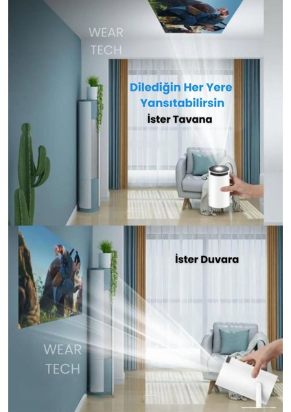 Taşınabilir Projeksiyon Cihazı, Android 11.0 ve Bluetooth Özellikli, Evde Sinema Keyfi modelleri