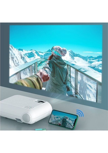 Yüksek Çözünürlüklü Kablosuz Mini Projeksiyon Cihazı Beyaz fırsatları