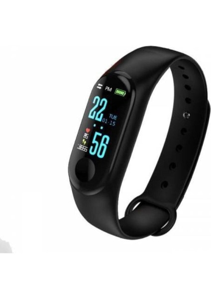 Siyah Akıllı Bileklik Saat, Adım Sayar, Nabız Ölçer, Garantili, 1 Yıl
