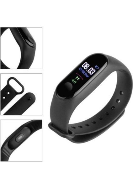 Siyah Akıllı Bileklik Saat, Adım Sayar, Nabız Ölçer, Garantili, 1 Yıl modelleri