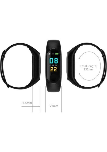 Siyah Akıllı Bileklik Saat, Adım Sayar, Nabız Ölçer, Garantili, 1 Yıl fırsatları