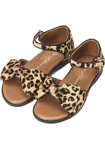 Margo Animal Print Kız Çocuk Hakiki Deri Sandalet, Ayarlanabilir Bilek Kayışı ve Minimalist Fiyonk fiyatları