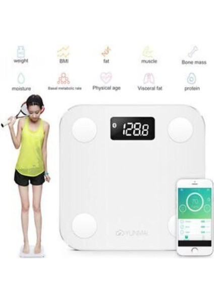 Akıllı Bluetooth Tartı, Vücut Analizi, Yağ Ölçer, TF-1072, Beyaz fiyatları