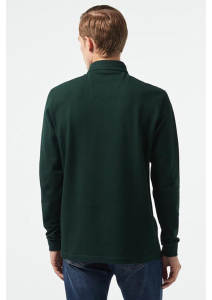 Erkek Slim Fit Uzun Kollu Polo - Yeşil