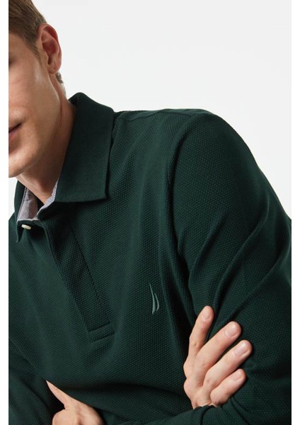 Erkek Slim Fit Uzun Kollu Polo - Yeşil fırsatları