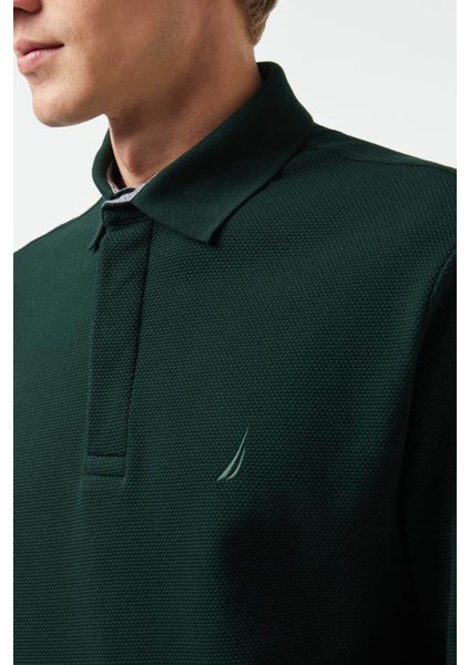 Erkek Slim Fit Uzun Kollu Polo - Yeşil indirimleri