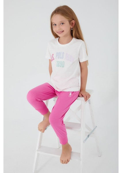 1423 Bead Detail Kız Çocuk Kısa Kol Pijama Takım