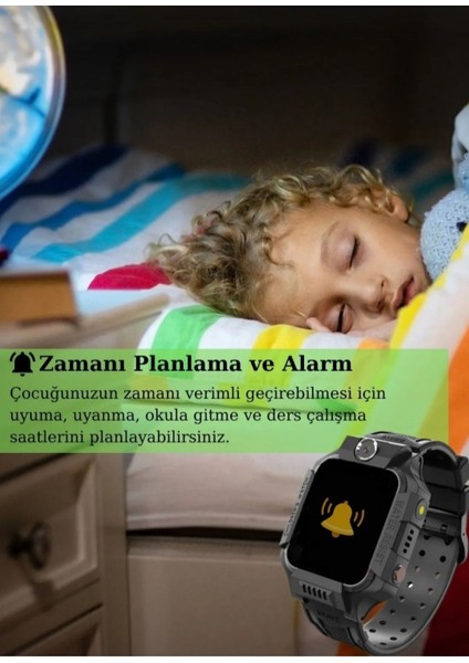 Çocuk Takip Saati, Sim Kartlı, Kamera, Gizli Dinleme, Konum Izleme, Siyah
