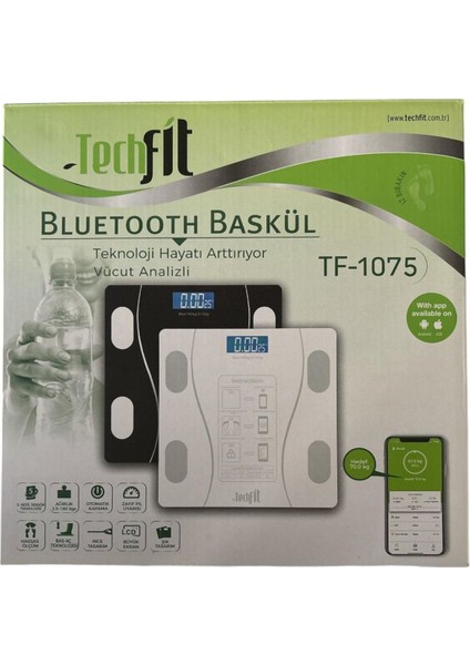 Akıllı Dijital Baskül Yağ Ölçer Bluetooth Tartı Beyaz fiyatları
