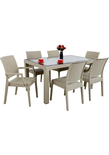 Elit Rattan 90x150 2 Elit Koltuk 4 Elit Sandalye Camlı Masa Takımı Çölbeji