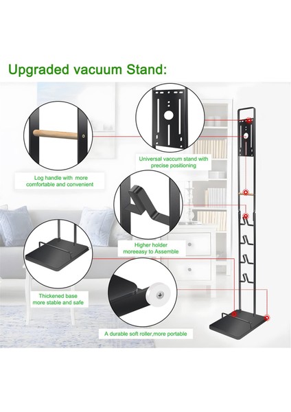 Dyson V15 V11 V10 V8 V7 Kablosuz Elektrikli Süpürgeler Için Vakum Standı Tekerlekli Ağır Tabanlı Metal Braket Tutucu (Yurt Dışından) modelleri