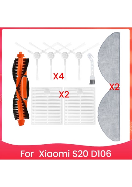 Xiaomi Robot Vacuum S20 D106 Elektrikli Süpürge Yedek Parça Aksesuarları Yedek Takımı Ana Fırça Hepa Filtre Paspas Pedi (Yurt Dışından)