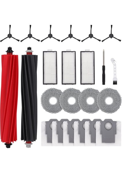 Roborock Qrevo MASTER/V20/P10S Pro Vakum Ana Yan Fırça Paspas Bezleri Hepa Filtreleri Toz Torbaları Için 23 Adet Yedek Parça (Yurt Dışından)