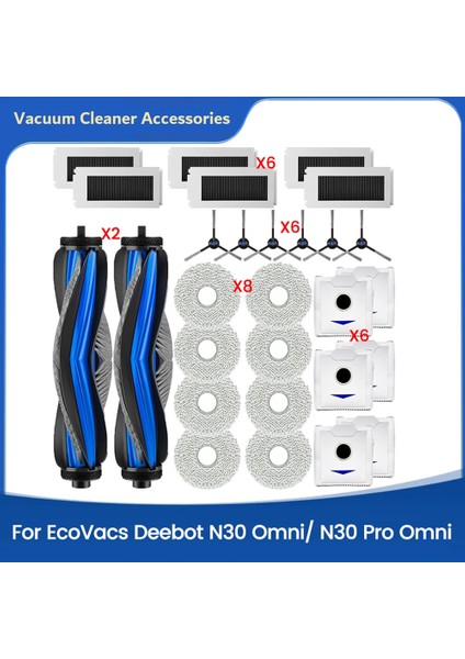 Ecovacs Deebot N30 Omnı / N30 Pro Omnı / N30 Pro Elektrikli Süpürge Parçaları Için Silindir Yan Fırça Filtre Paspas Bezi Toz Torbası (Yurt Dışından)