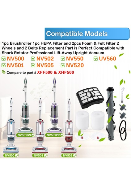 NV500 Fırça Silindiri Kayışları Filtre Değiştirme Kiti Shark Rotator Lift-Away Dik Vakum NV550 NV501 Yedek Parçası (Yurt Dışından) fiyatları