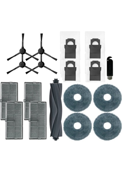 Dreame X30 Pro Plus / X30 Pro Ultra Robot Ana Yan Fırça Hepa Filtre Paspas Pedleri Toz Torbaları Için 18 Adet Yedek Parça (Yurt Dışından)