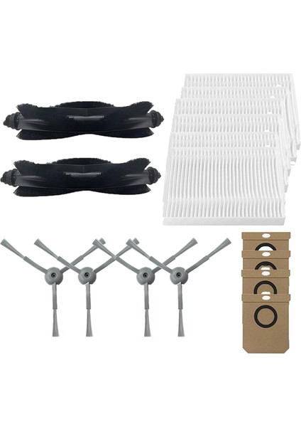 Eufy Clean L50 / L50 Ses / L60 / L60 Hibrit Robot Süpürge Için 16 Adet Aksesuar Seti Ana Yan Fırça Filtreleri Toz Torbası (Yurt Dışından)