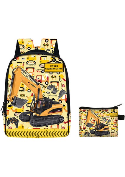 Ekskavatör Karikatür Baskılı Anaokulu Sırt Çantası (Yurt Dışından)