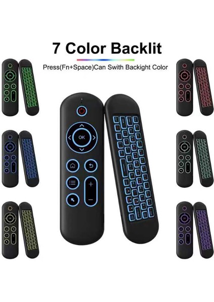 Mini Bluetooth 5.0 Klavye 2.4g Kablosuz Hava Faresi Arka Aydınlatmalı Ses Uzaktan Kumanda Bilgisayar Dizüstü Bilgisayar Android Tv Kutusu Için (Yurt Dışından)