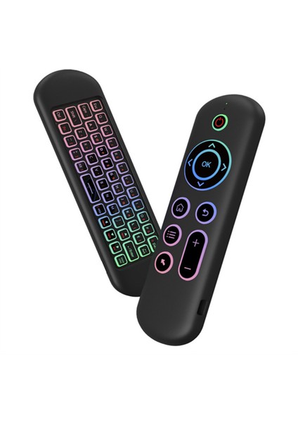 Mini Bluetooth 5.0 Klavye 2.4g Kablosuz Hava Faresi Arka Aydınlatmalı Ses Uzaktan Kumanda Bilgisayar Dizüstü Bilgisayar Android Tv Kutusu Için (Yurt Dışından)