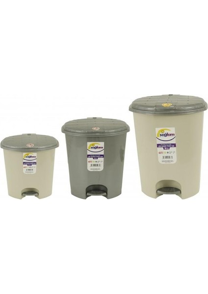 Plastik 3'Lü Pedallı Çöp Kovası Set (11-18-30 lt)