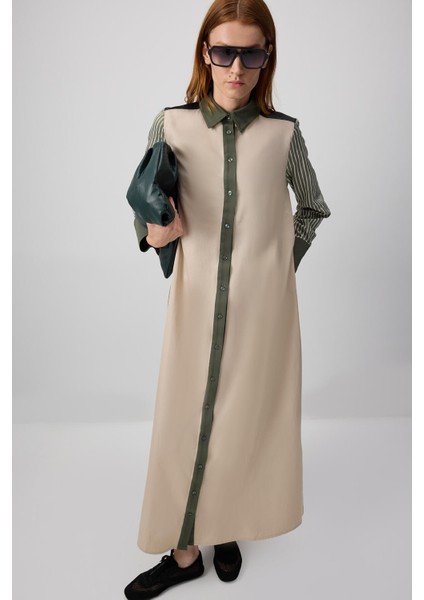 Color Block Shırt Dress