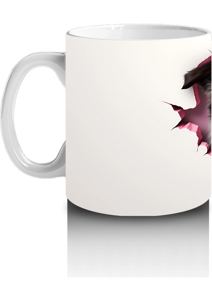 Pembe Yırtık Etkili Desende Gülümseyen Köpek – Baskılı Kupa fiyatları