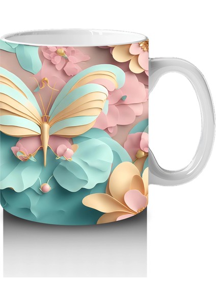 Mavi Arka Plan Üzerinde Çift Kelebek – Baskılı Kupa fırsatları